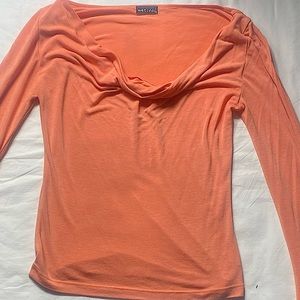 Wet Seal Light orange peach Y2K cowl neck bell sleeve top Size Small Long sleeve